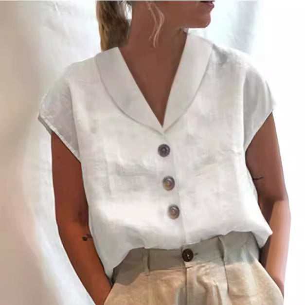 Women's fashionable cotton and linen tops