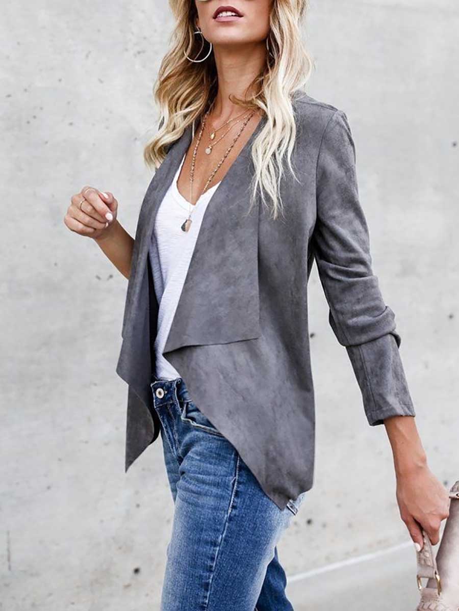 Faux Buckskin Velvet Casual Jacket