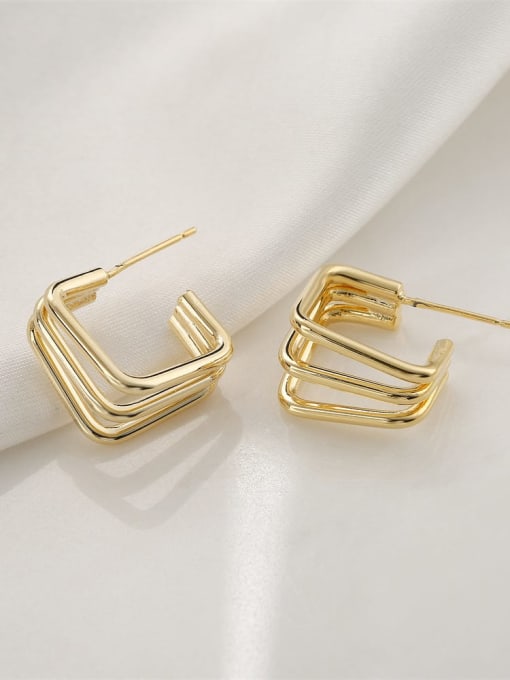 Gold Square Hoops