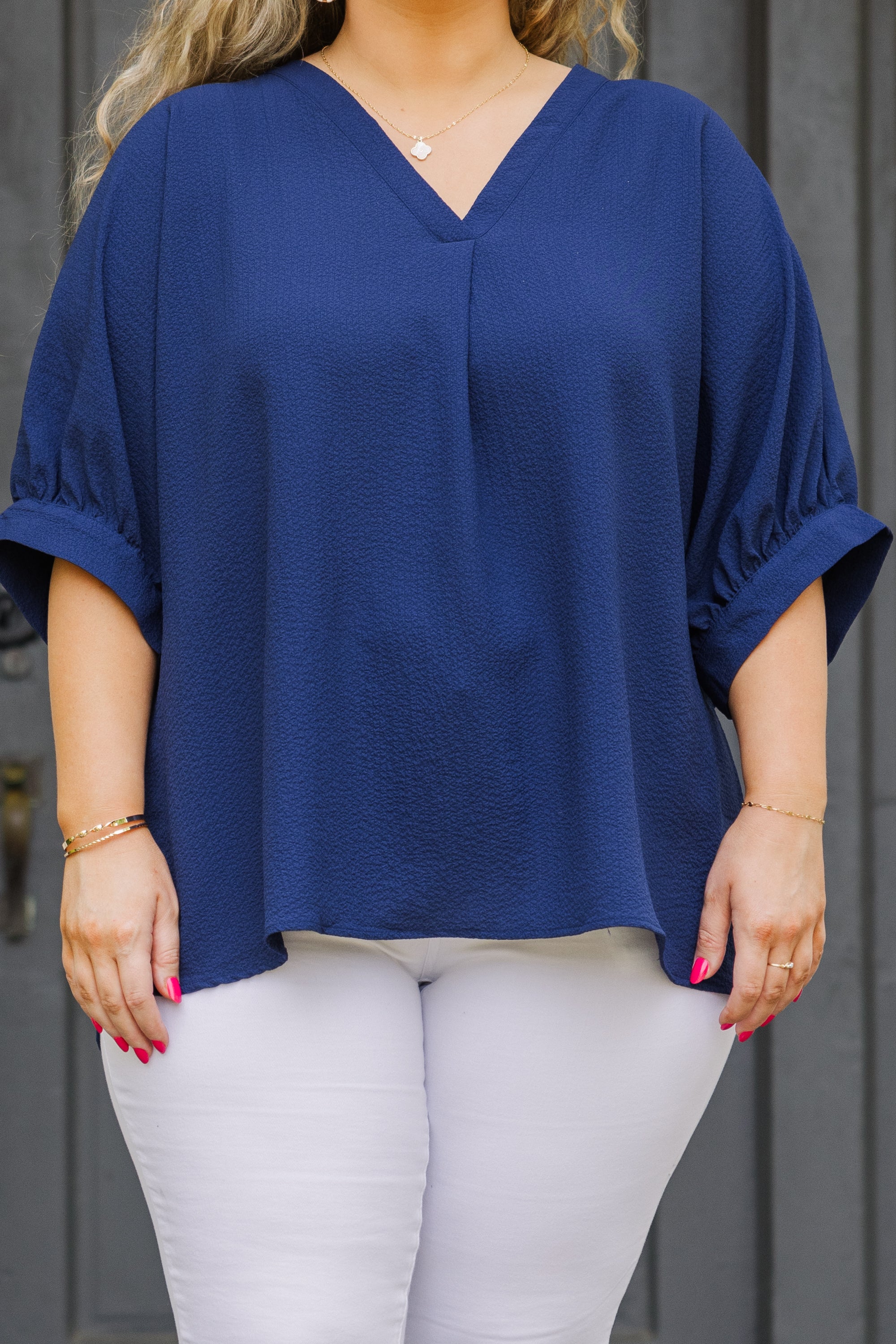 Social Scene Top. Navy