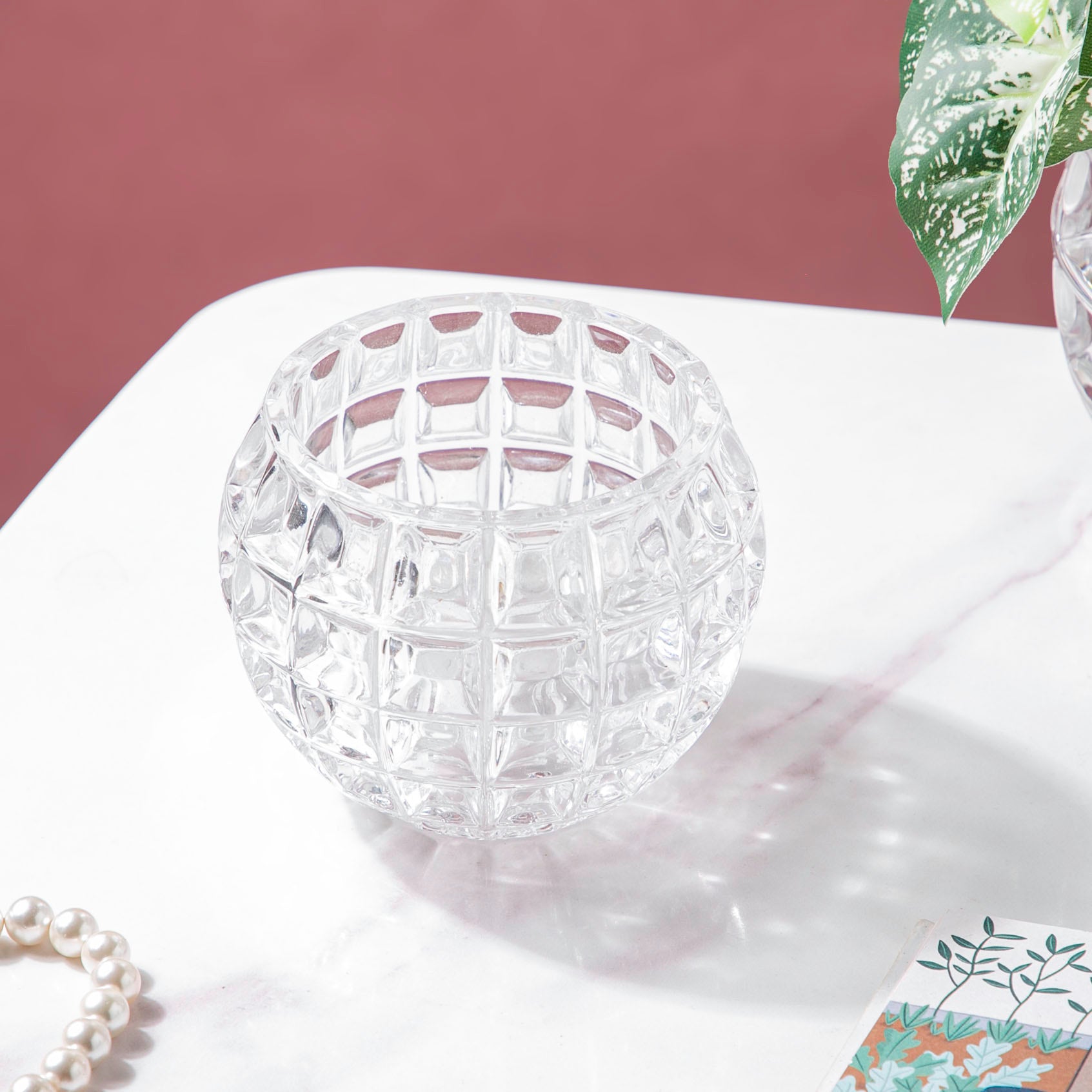 Ornate Crystal Glass Flower Vase Small
