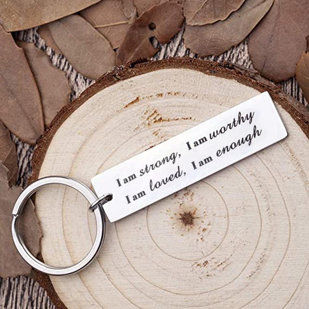 Stainless Steel  I am strong Keychain