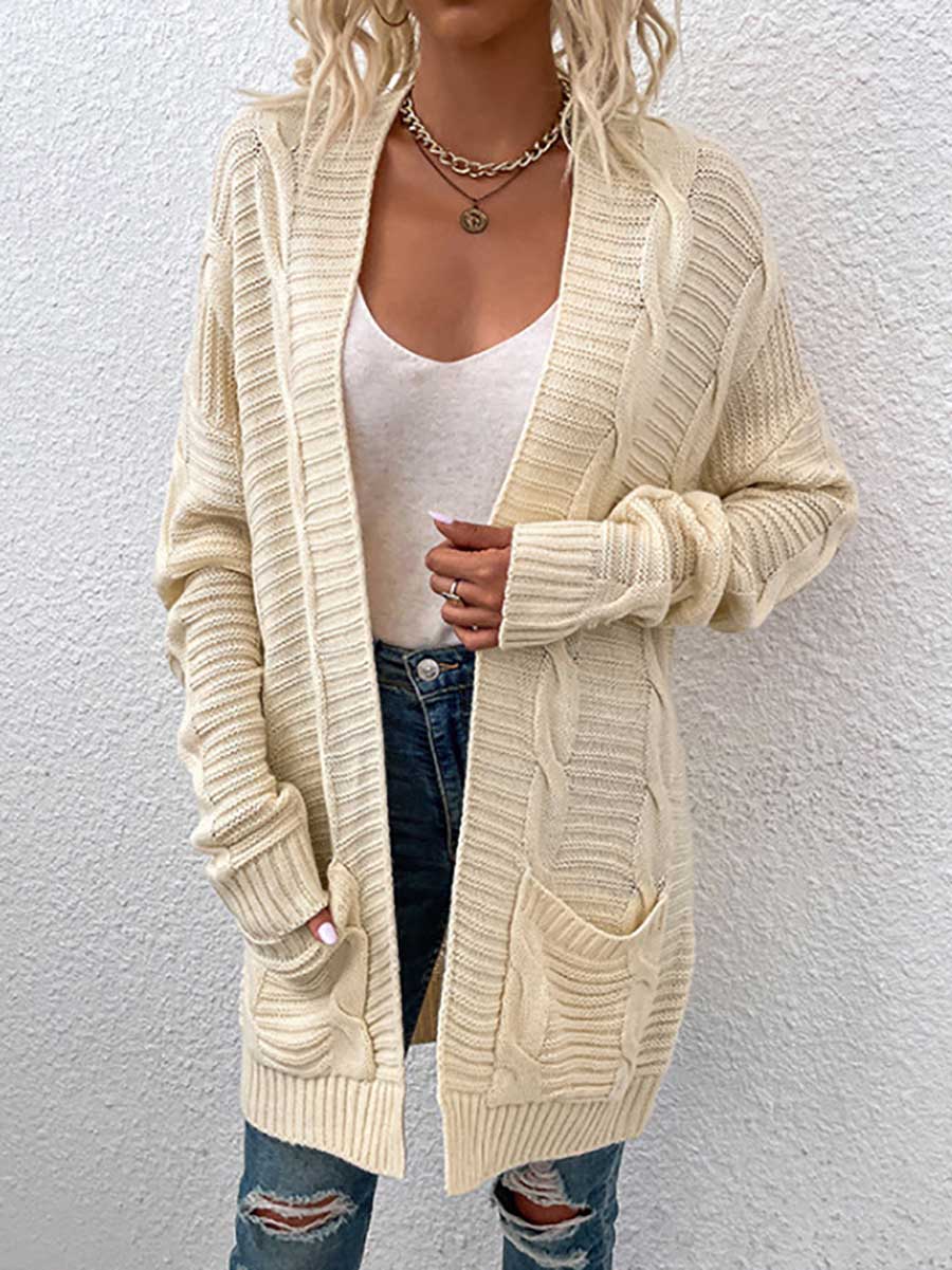 Long Knit Twist Cardigan Sweater