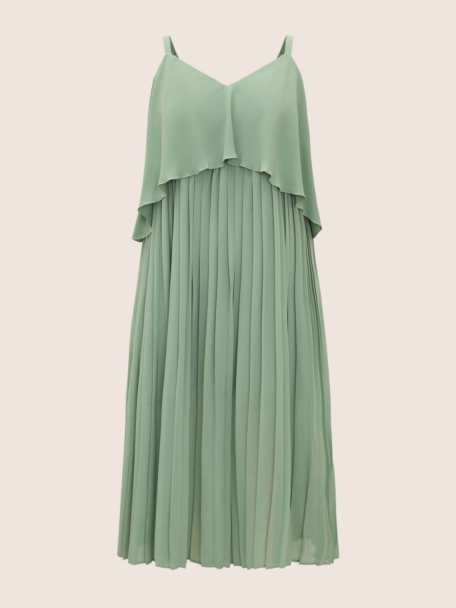 Plain Tiered Ruffles Pleated Cami Dress