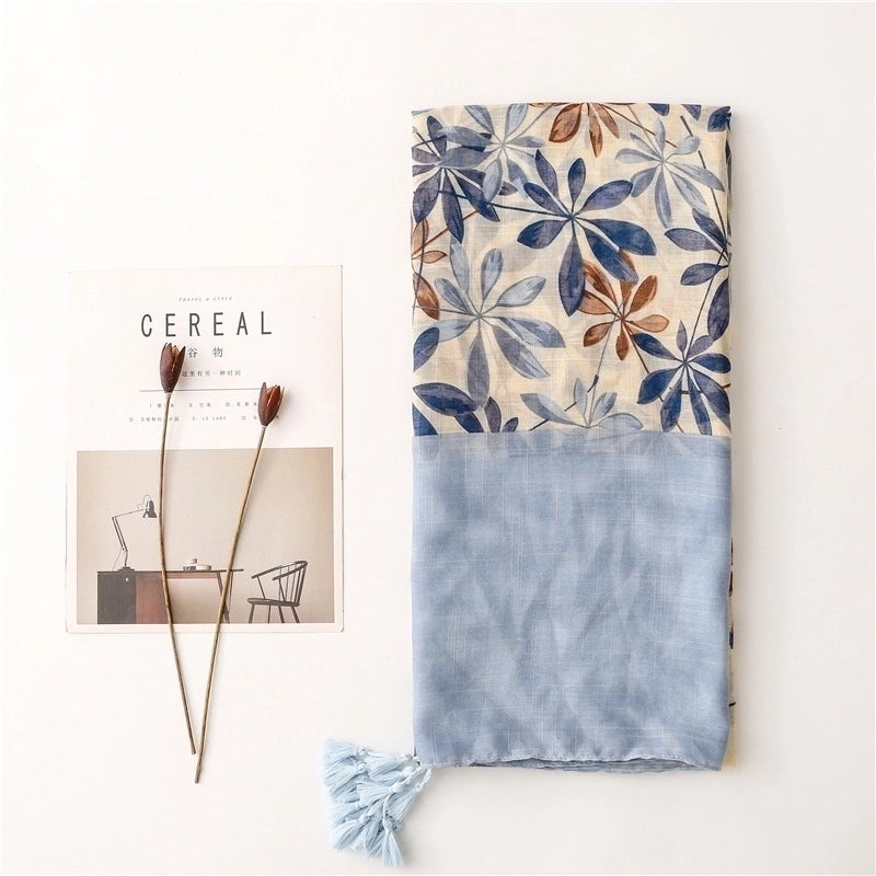 Women's Fashion Flower Polyester Bunchy Yarn Printing Winter Scarves