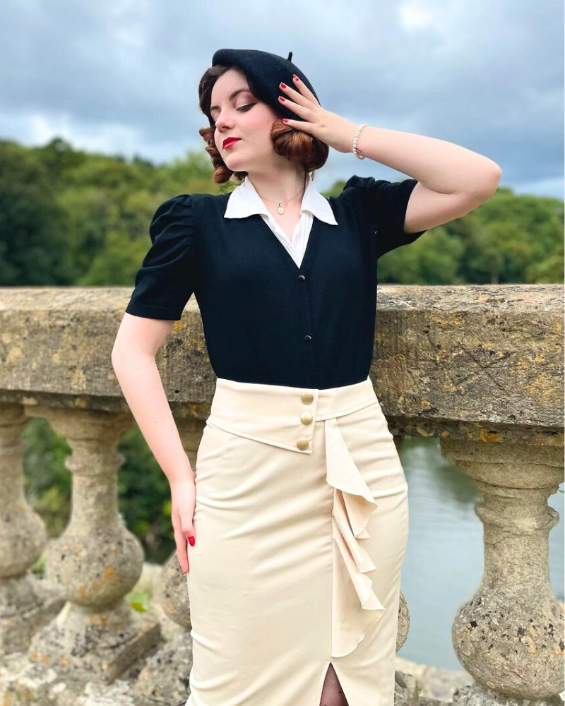 Front Slit Skirt High Waist Ruffle Decorated Bodycon Skirt