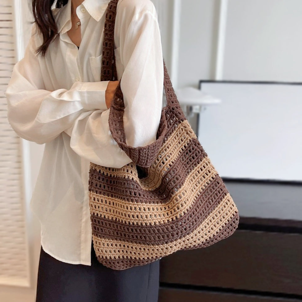 Wide Stripe Crochet Bag