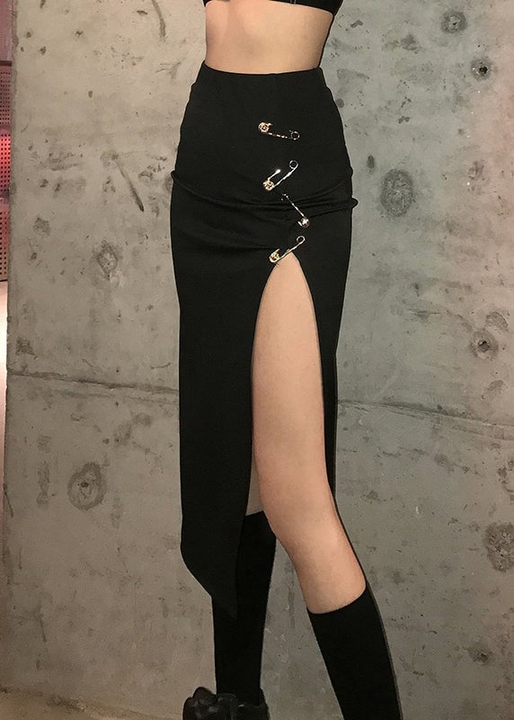 Modern Black High Waist Patchwor Skirts
