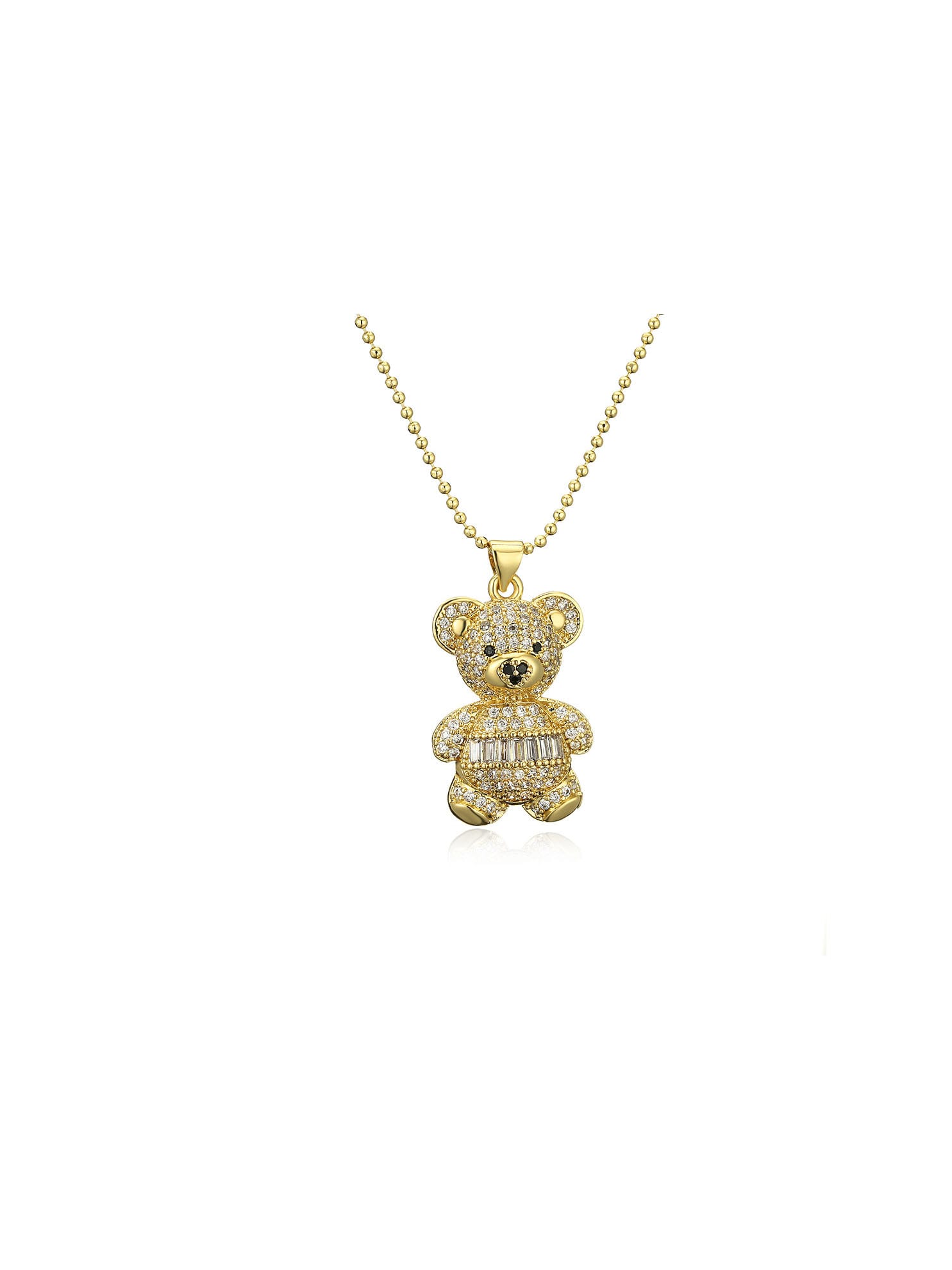 Cubic Zirconia Bear Pendant & Chain