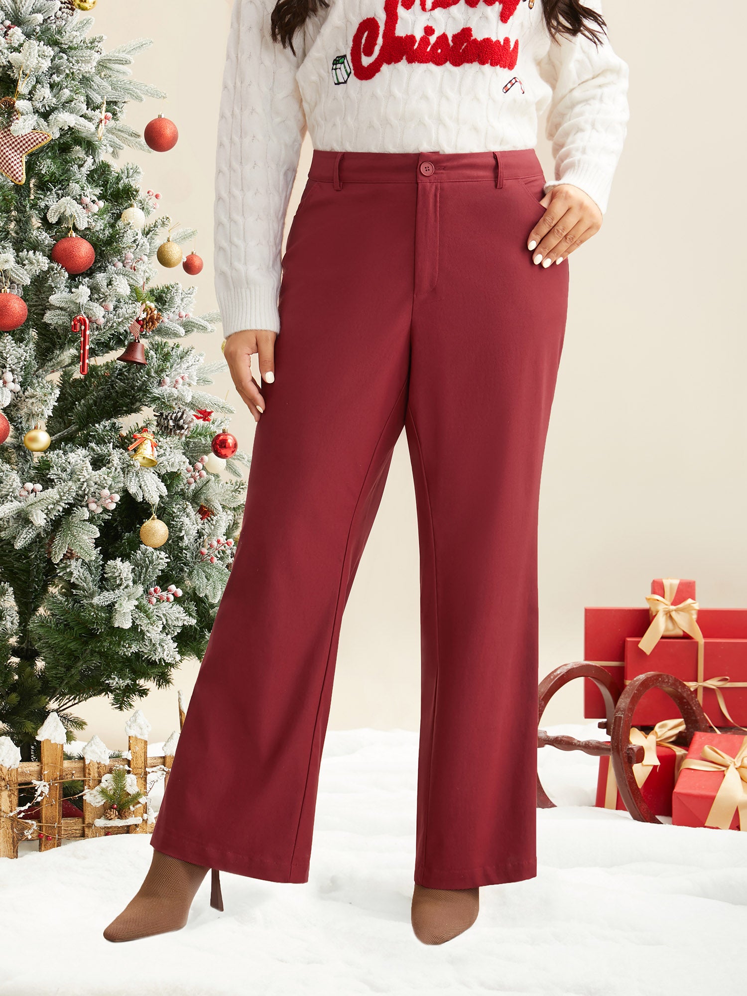 Holiday Stretchy Flared Pants