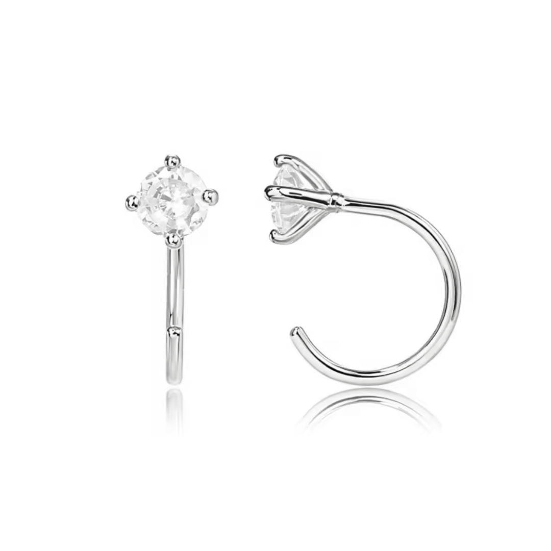 3mm Diamond hoops - Silver