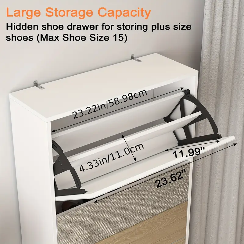 Tipping Bucket With Mirror Shoe Cabinet 17cm