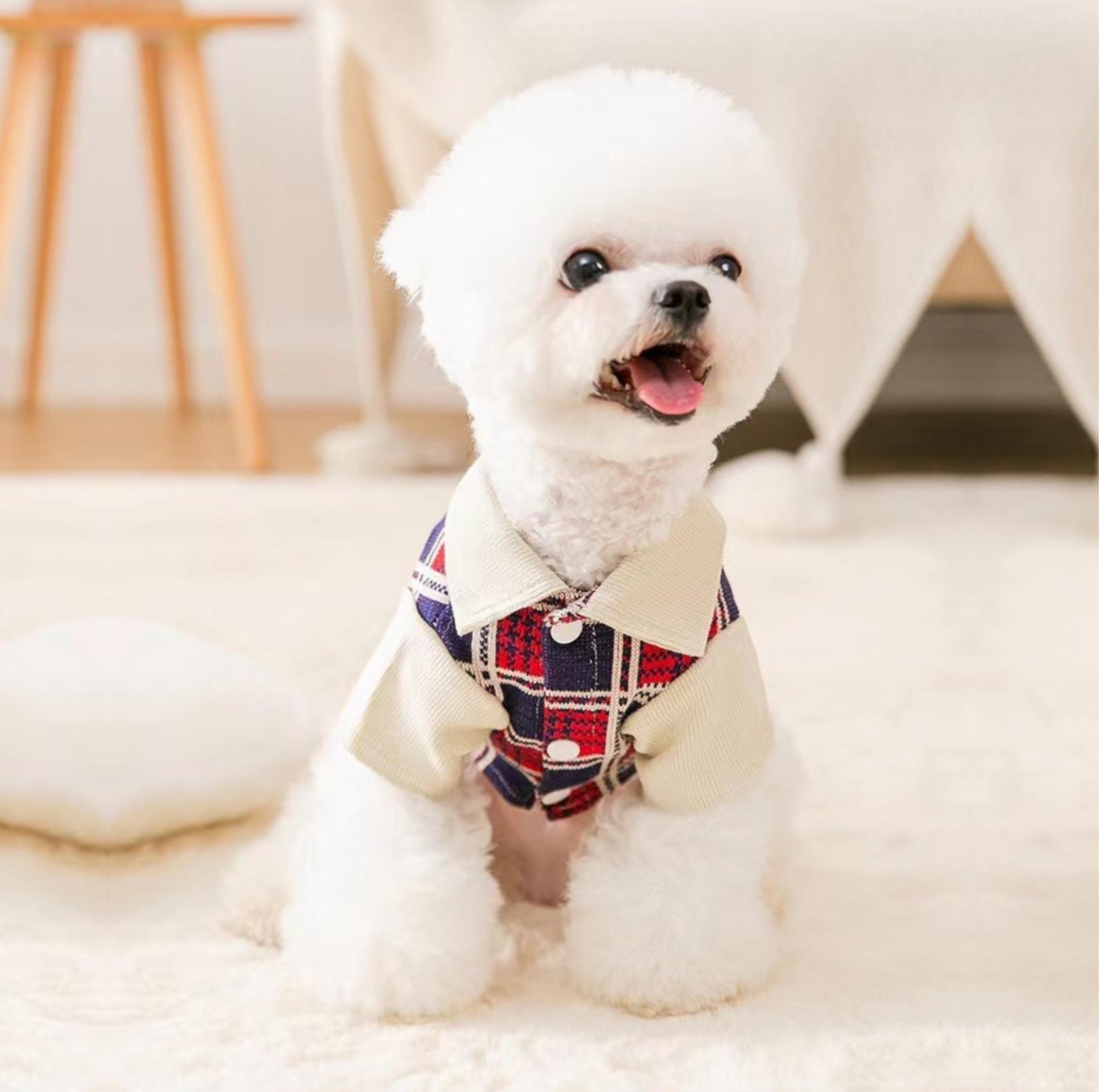 College-Style Knitted Polo Pet Shirt