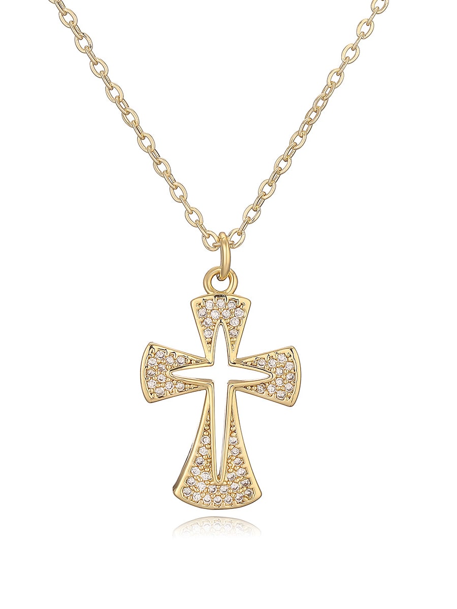 Cubic Zirconia Cross Pendant & Chain