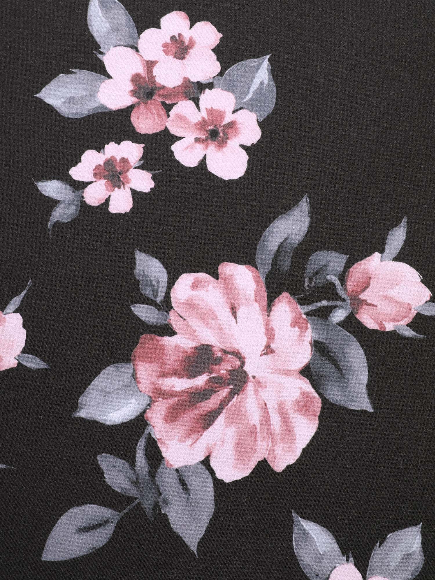 Floral Round Neck Asymmetrical Hem T-shirt