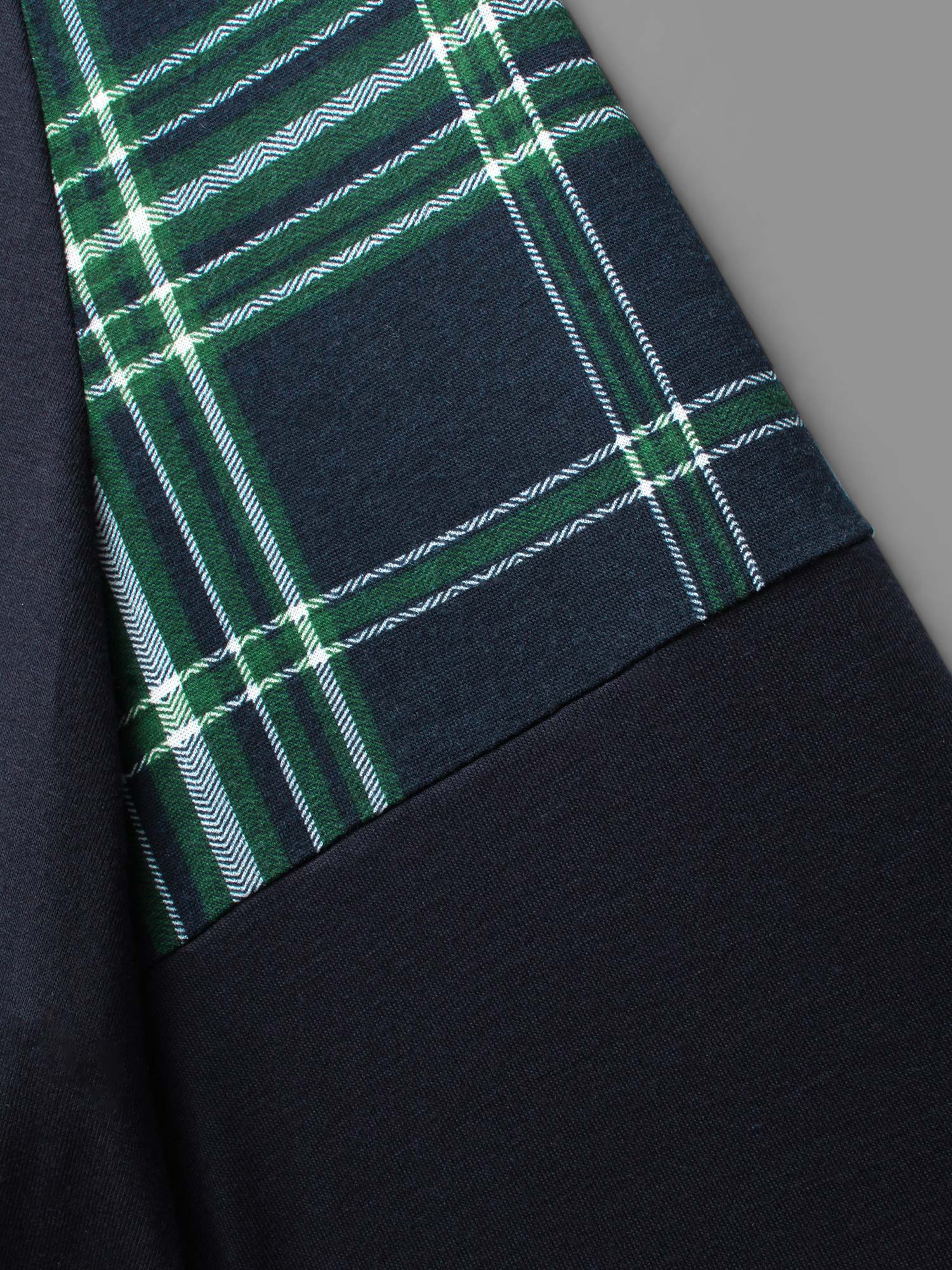 Notched Plaid Raglan Sleeve T-shirt