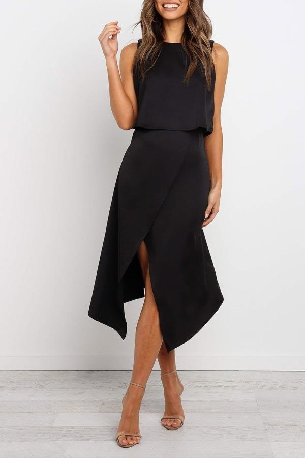 Fashion O-Neck Open Two-Piece Dress