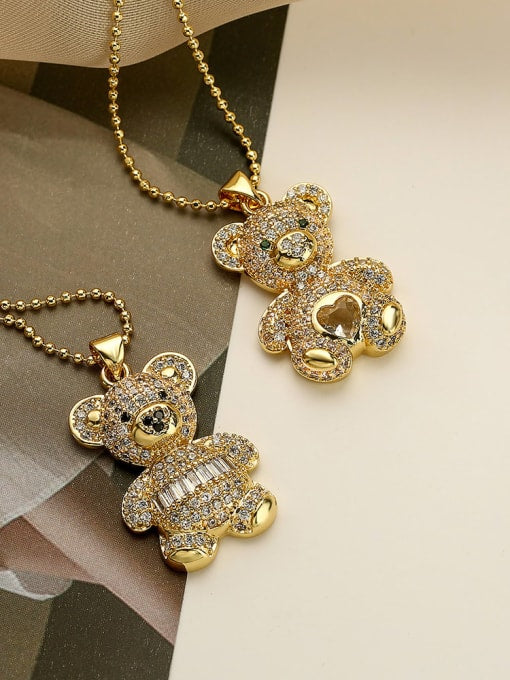 Cubic Zirconia Bear Pendant & Chain