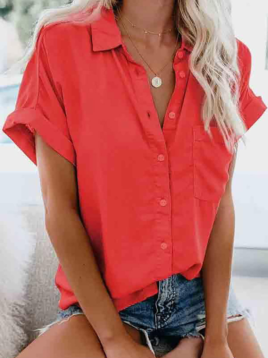 Short-Sleeved Solid Color Tops (4 colors)