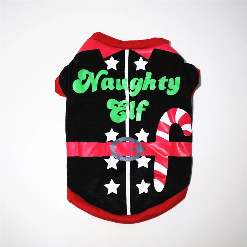 Casual Cotton Christmas Santa Claus Snowman Printing Pet Clothing 1 Piece