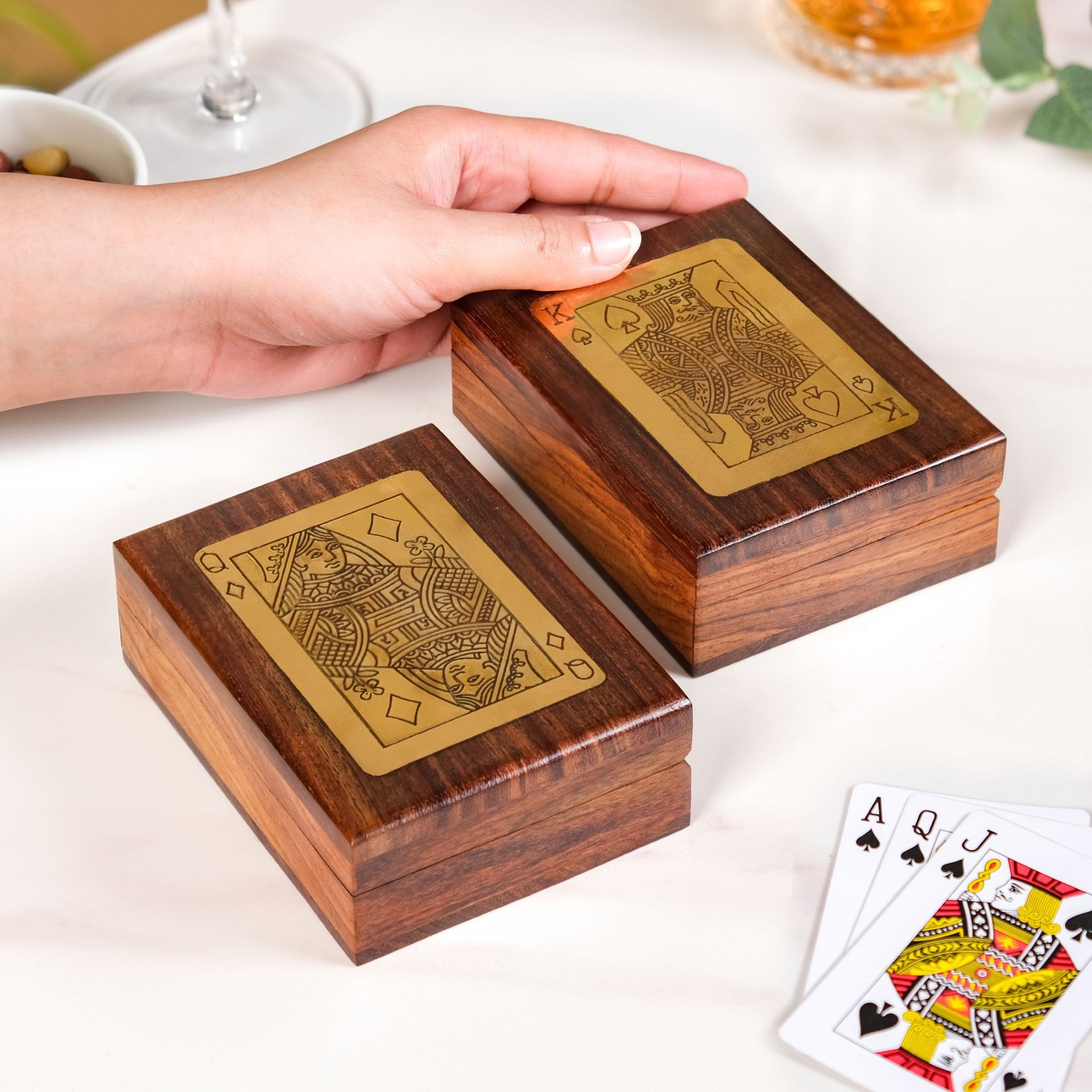 King And Queen Card Holder Set Of 2 With Playing Cards