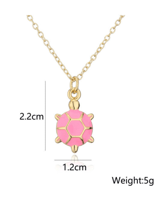 Multi-Coloured Turtle Pendant & Chain