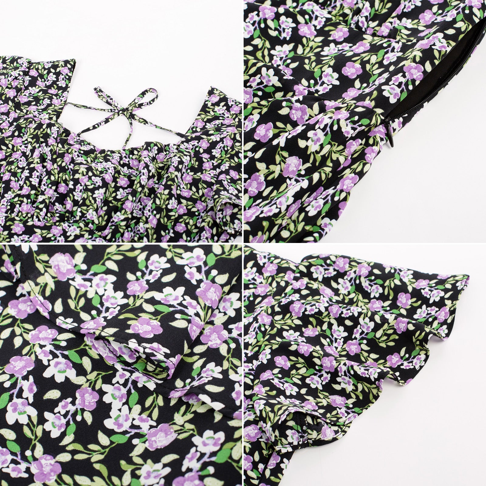 Fruit Print Square Neck Tiered Ruffle Dress 2023 Summer Vintage A-line Swing Midi Dress