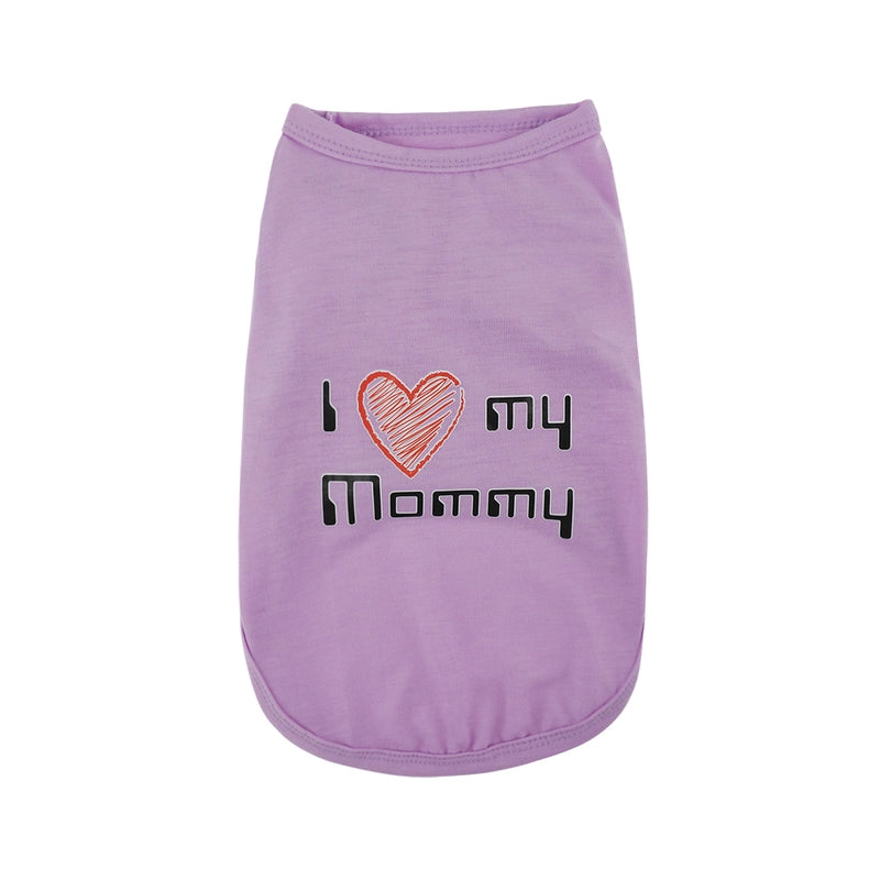 Minimalist Heart Love Mom And Dad T-shirt Cartoon Printing Dog Vest Pet Clothing