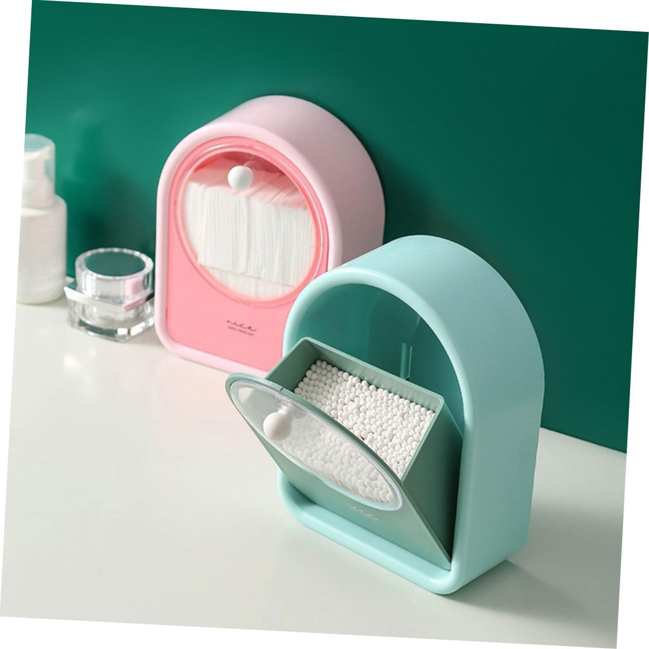 1Pc Cotton Swab Storage Box. Multifunction Cotton Swab Round Dispenser Holder