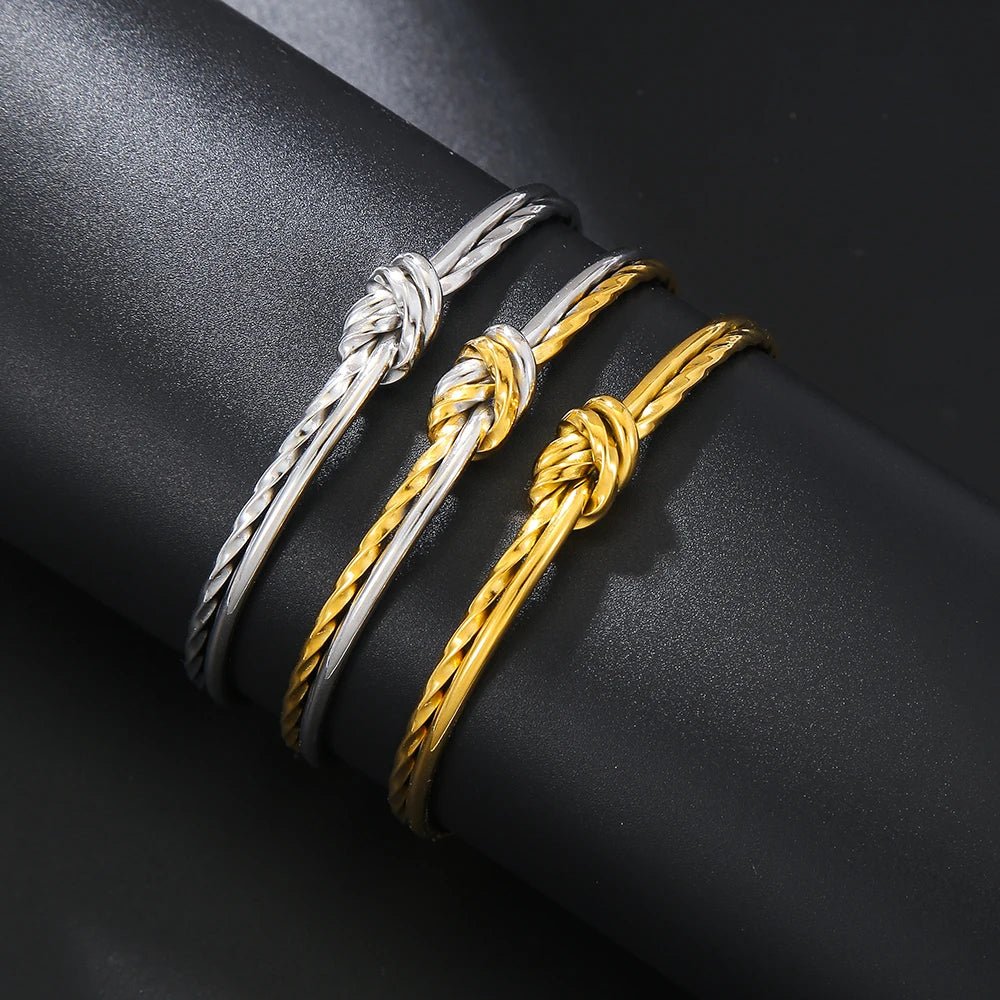 Romantic Couples Twisted Knot Bangle Cuff Bracelet