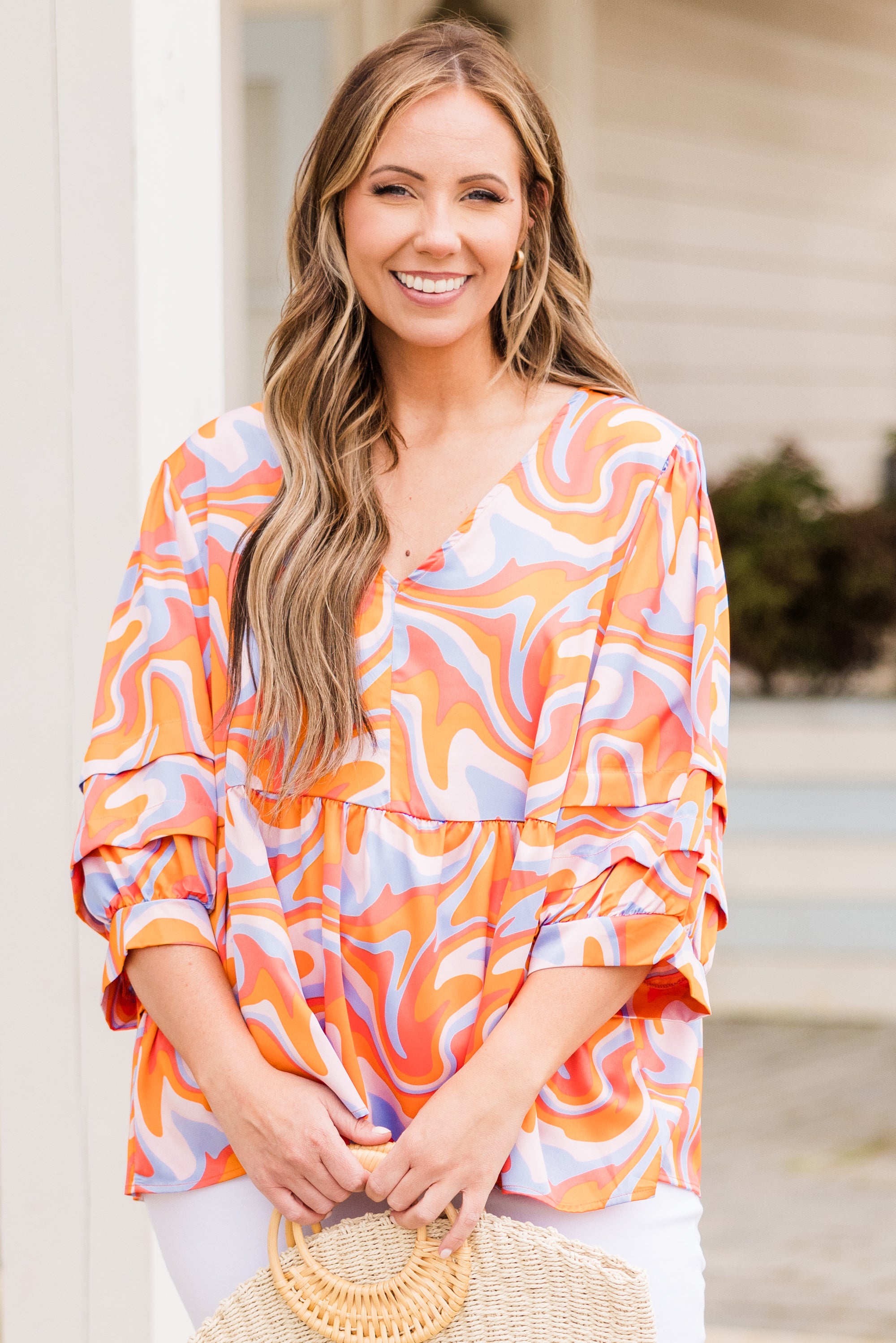 Passing Perth Top. Orange-Lavender