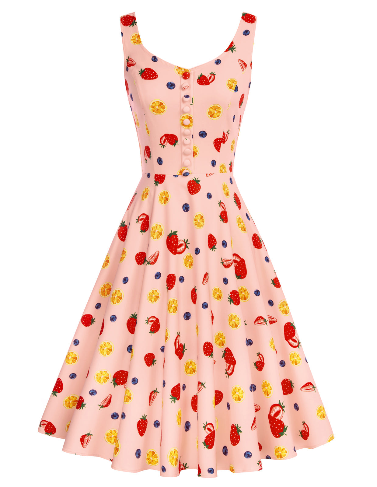 1950s Vintage Sleeveless Printed A-Line Dress