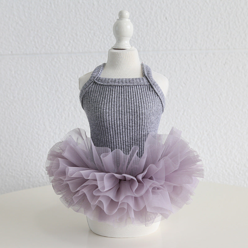 Multi-color Cotton Dog Cat Lace Dress