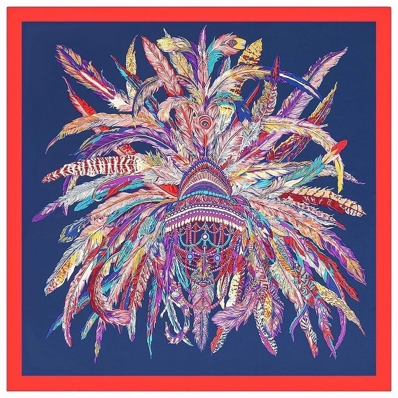 Indian Feather Crown Ladies Twill Square Scarf Silk Scarf Shawl Scarf Headscarf