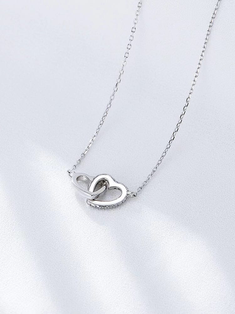 925 Sterling Silver Cubic Zirconia Link Necklace