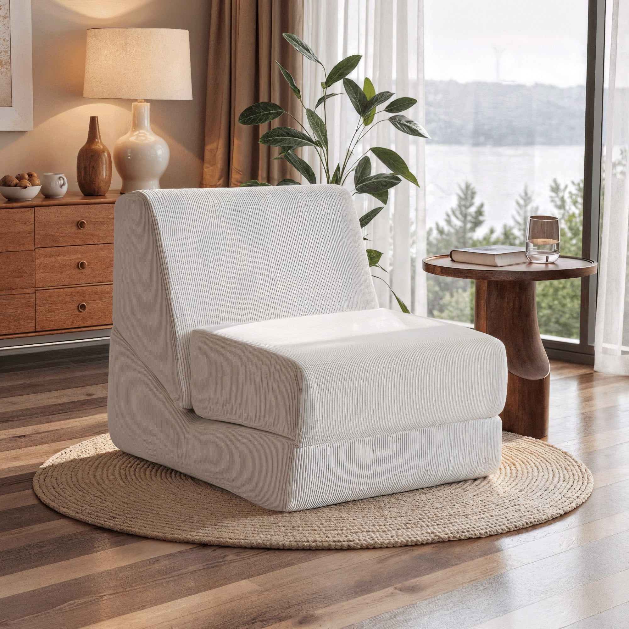 Folding Sofa Bed, 3 in 1 Convertible Sleeper Chair, Floor Couch with Back Support, Single Chair Bed for Living Room