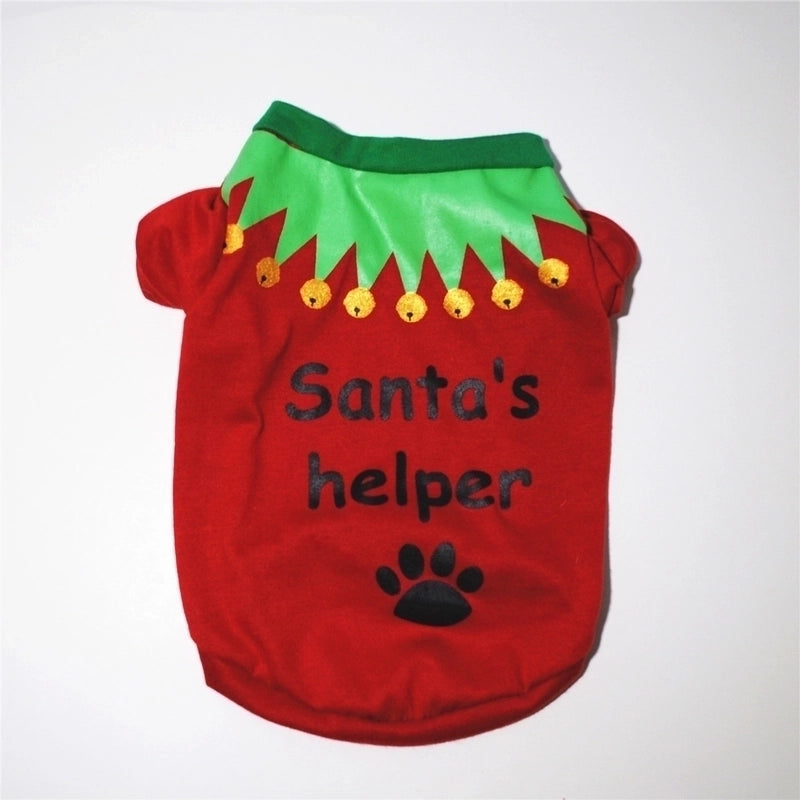 Casual Cotton Christmas Santa Claus Snowman Printing Pet Clothing 1 Piece