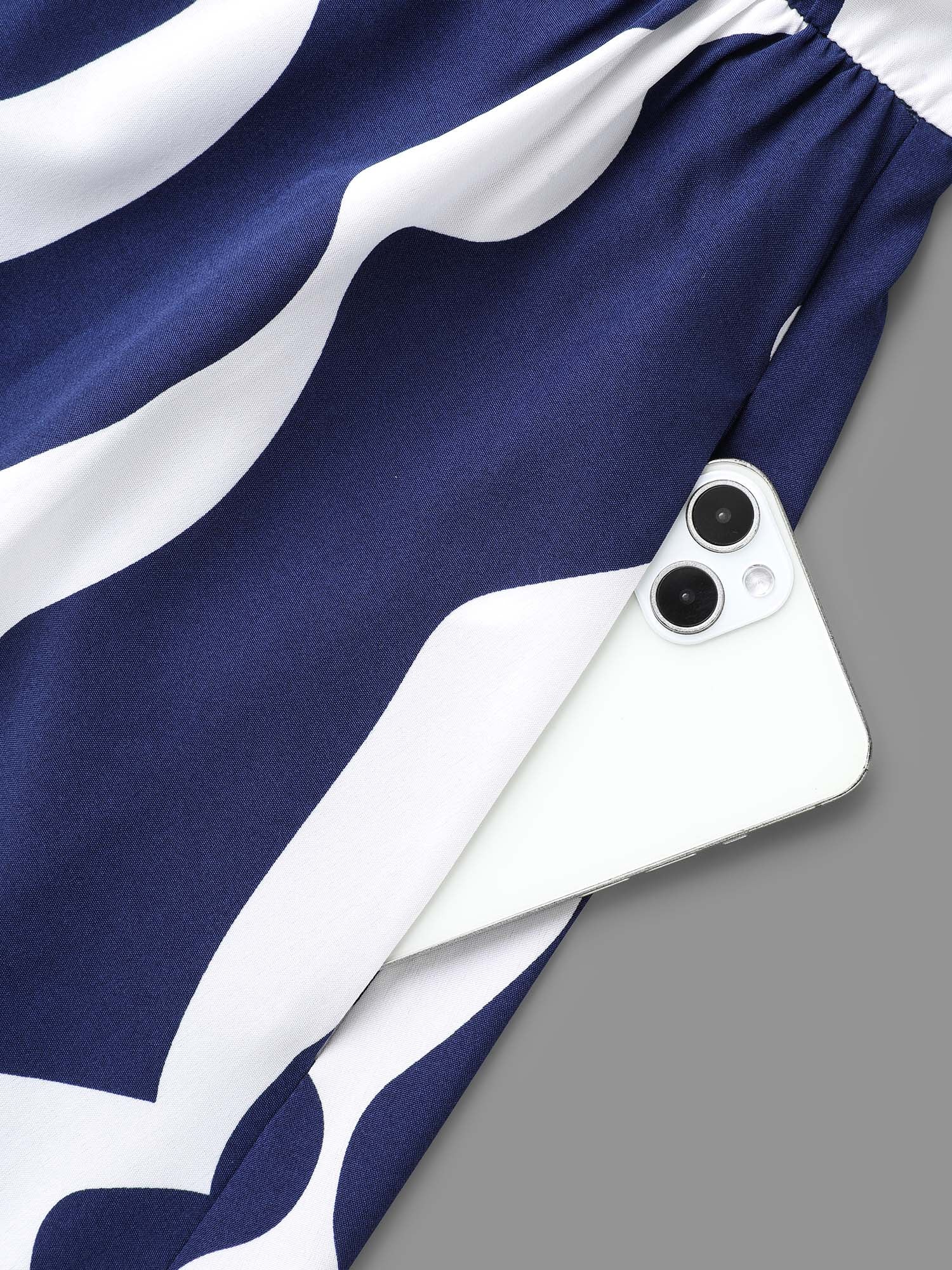 Round Neck Color Contrast Frill Trim Dress