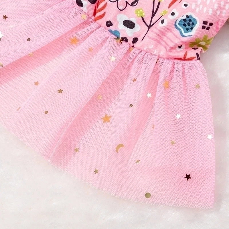 Princess Polyester Rainbow Flower Pet Clothing