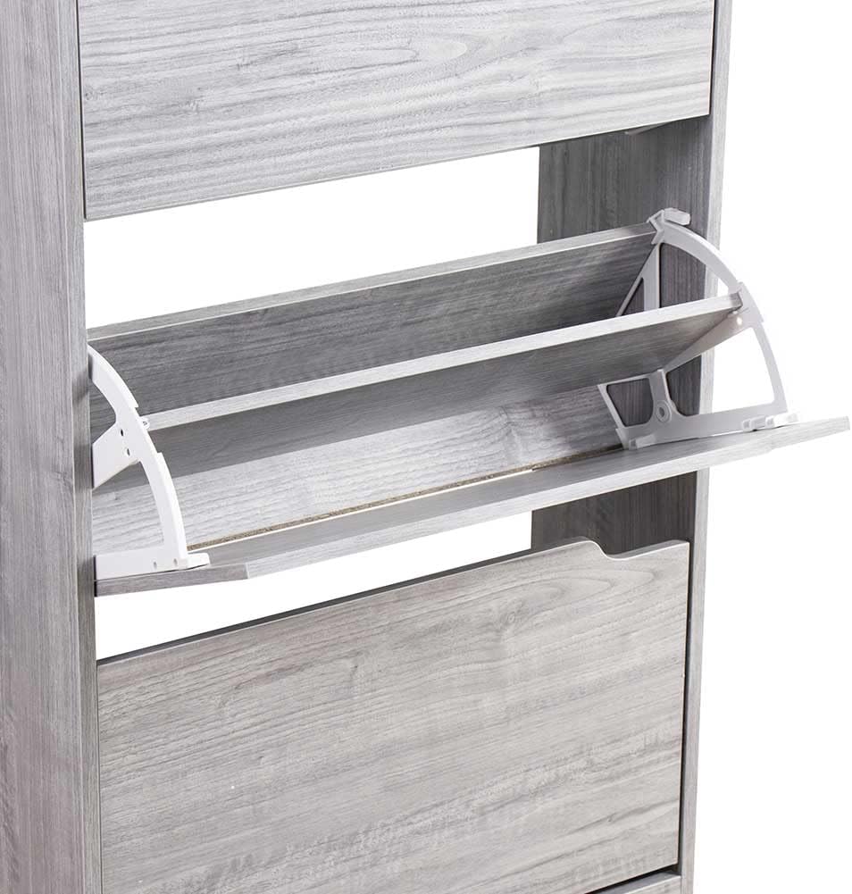 Wood Shoe Cabinet with 3 Doors, Shoe Cabinets, Retractable Handles, Double Depth, 63 x 24 x 115 cm