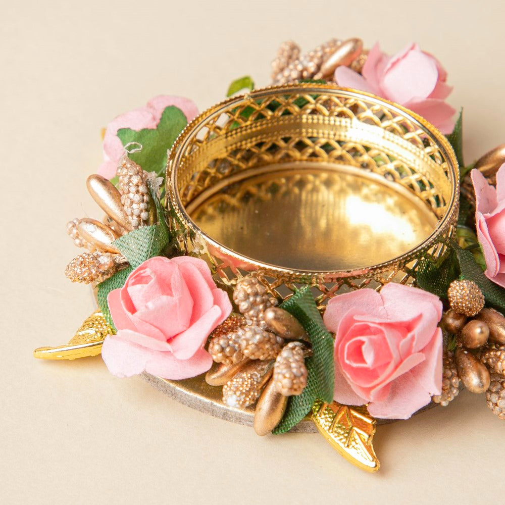 Pink Rose Tea Light Holder Set Of 6