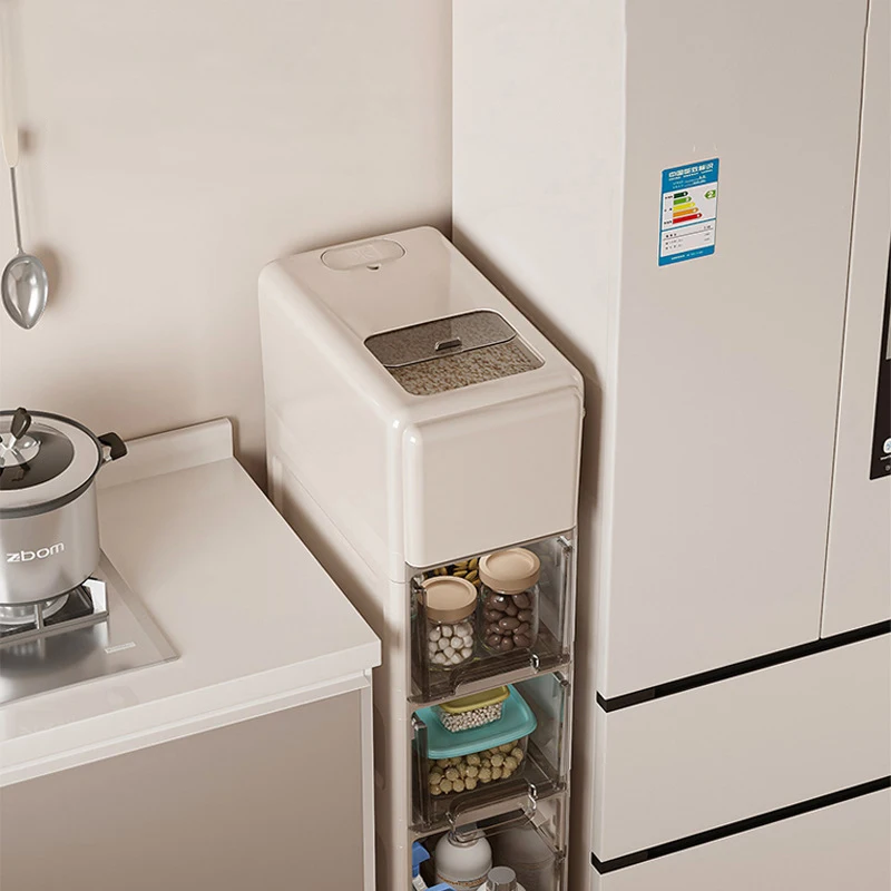 Four floors removable Drawer Narrow Detachable crevice Sundries rack Bathroom Clamp Cabinet rice bucket for kitchen storage