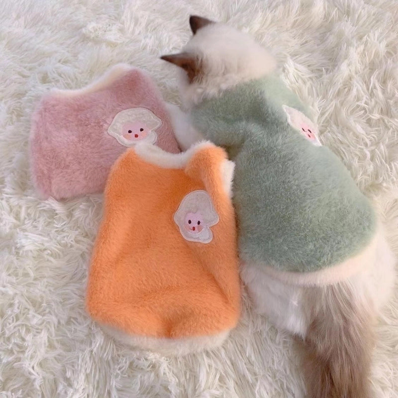 Cute Rabbit Plush Solid Color Pet Clothing