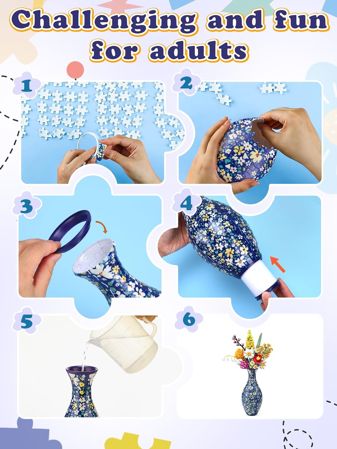 Unique 3D Puzzle - 160 Pieces of Puzzle Flower Vase, Plum Blossom Themed Art Projects Gift