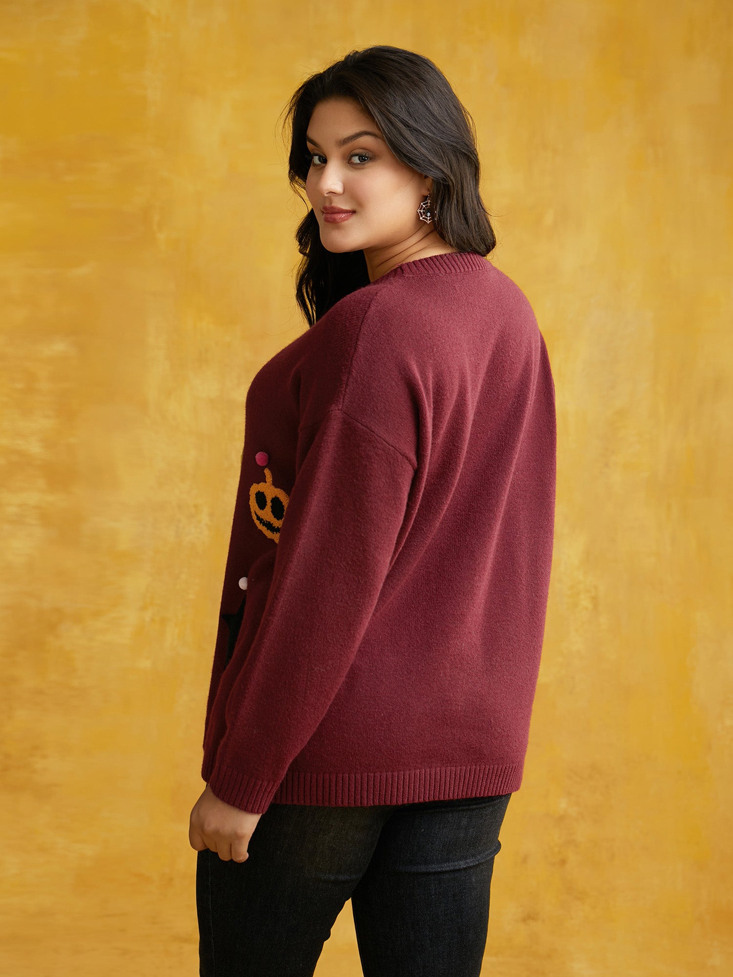 Clown Pumpkin 3D Pompom Nose Pullover