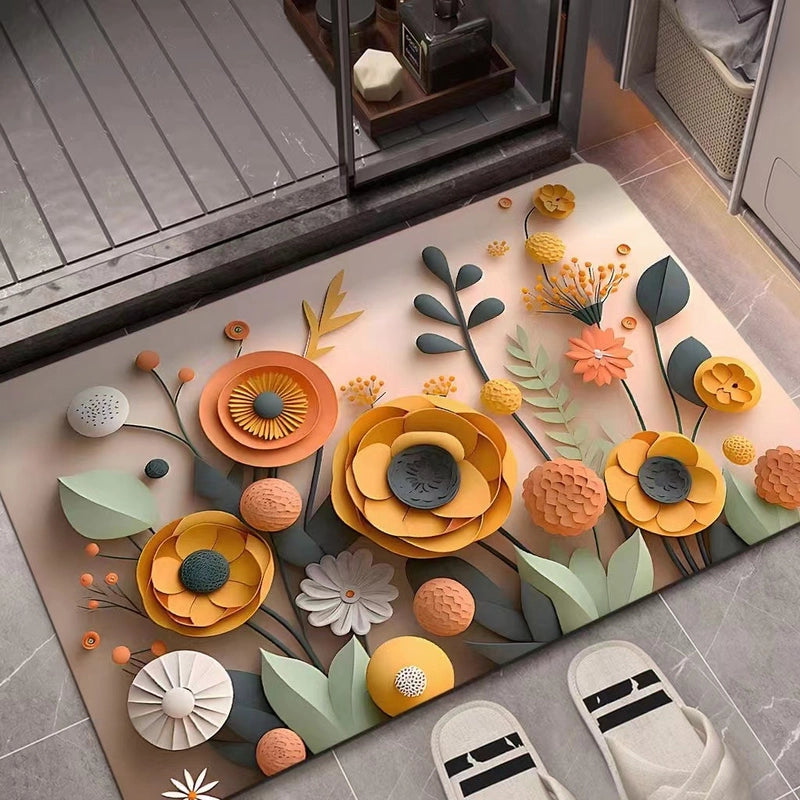 3D Oil Painting Diatom Mud Absorbent Floor Mat Non-slip Floor Mat Bathroom Door Quick-drying Bathroom Carpet Bathroom Floor Mat