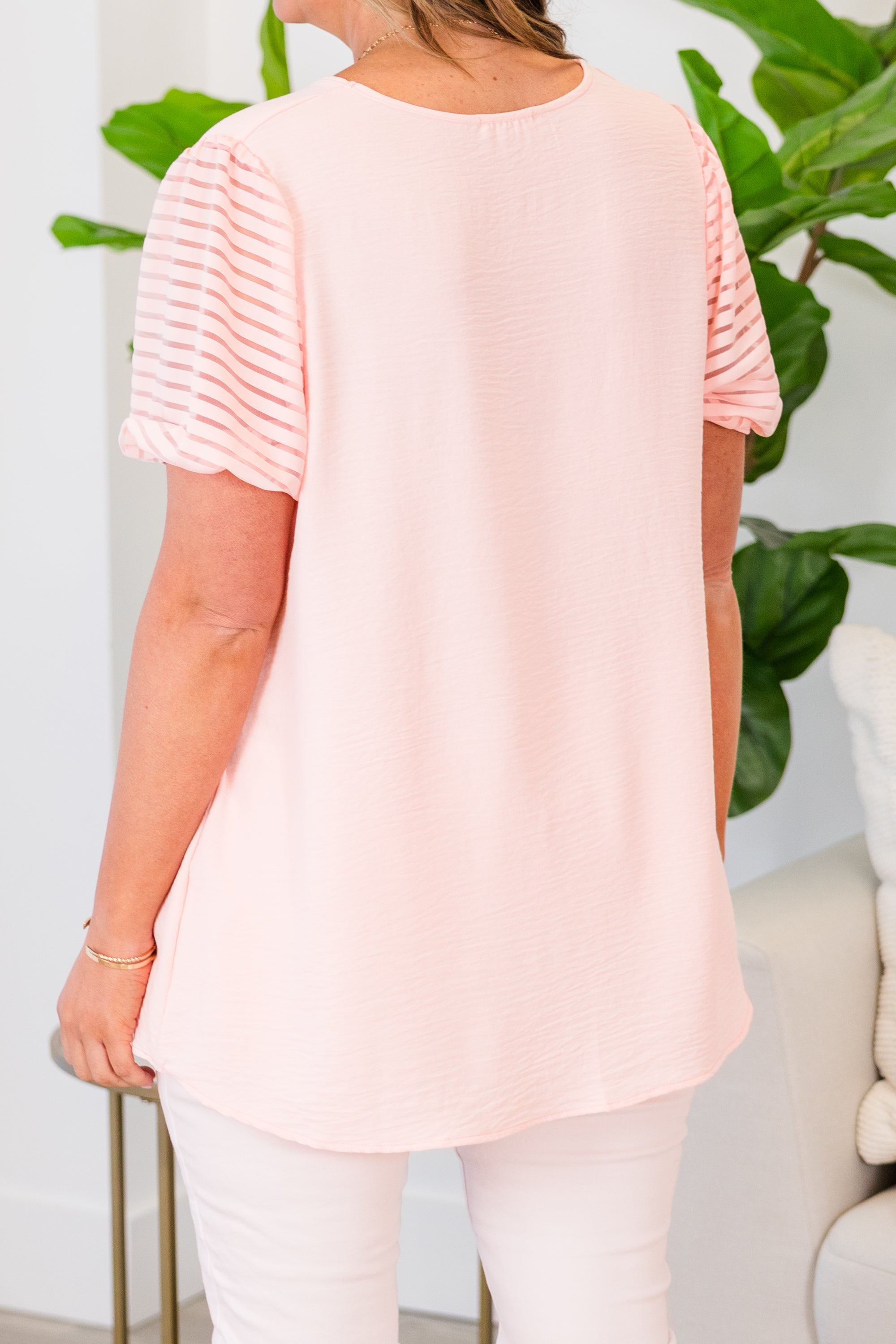 Striped With Kindness Top. Blush