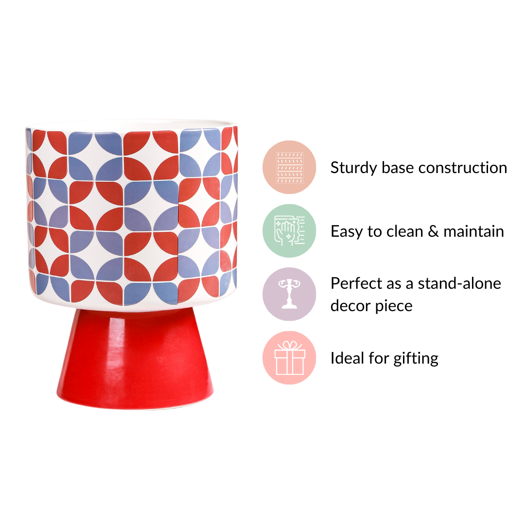 Colourful Pedestal Vase Bauhaus Red