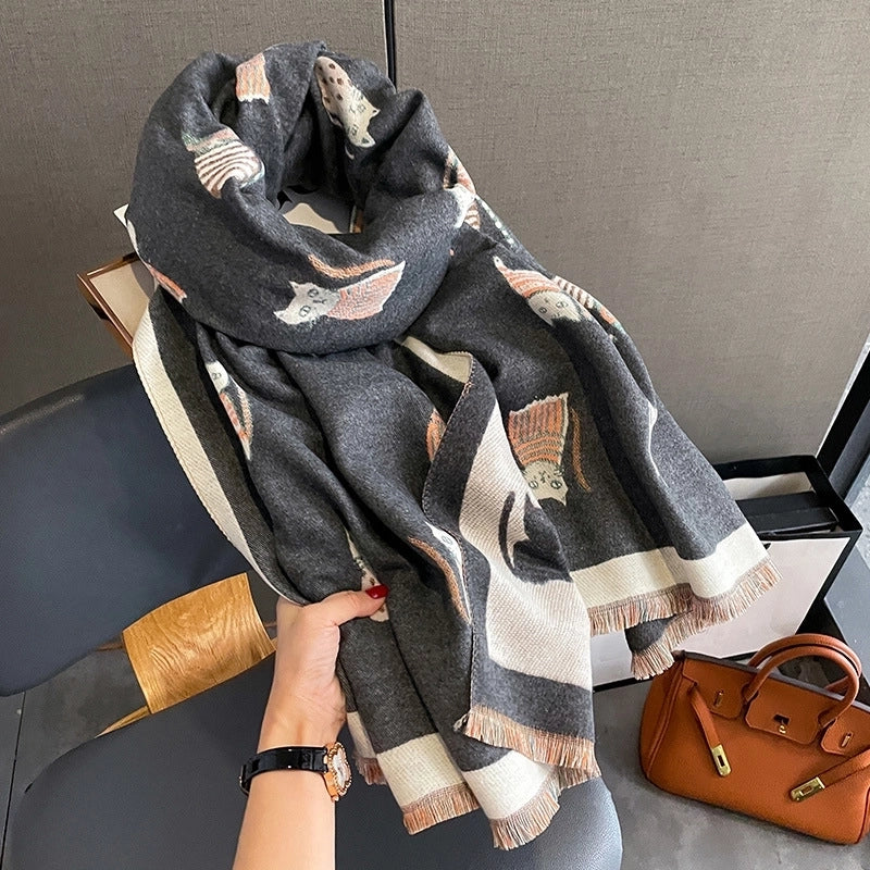 Women's Basic Color Block Imitation Cashmere Printing Scarf