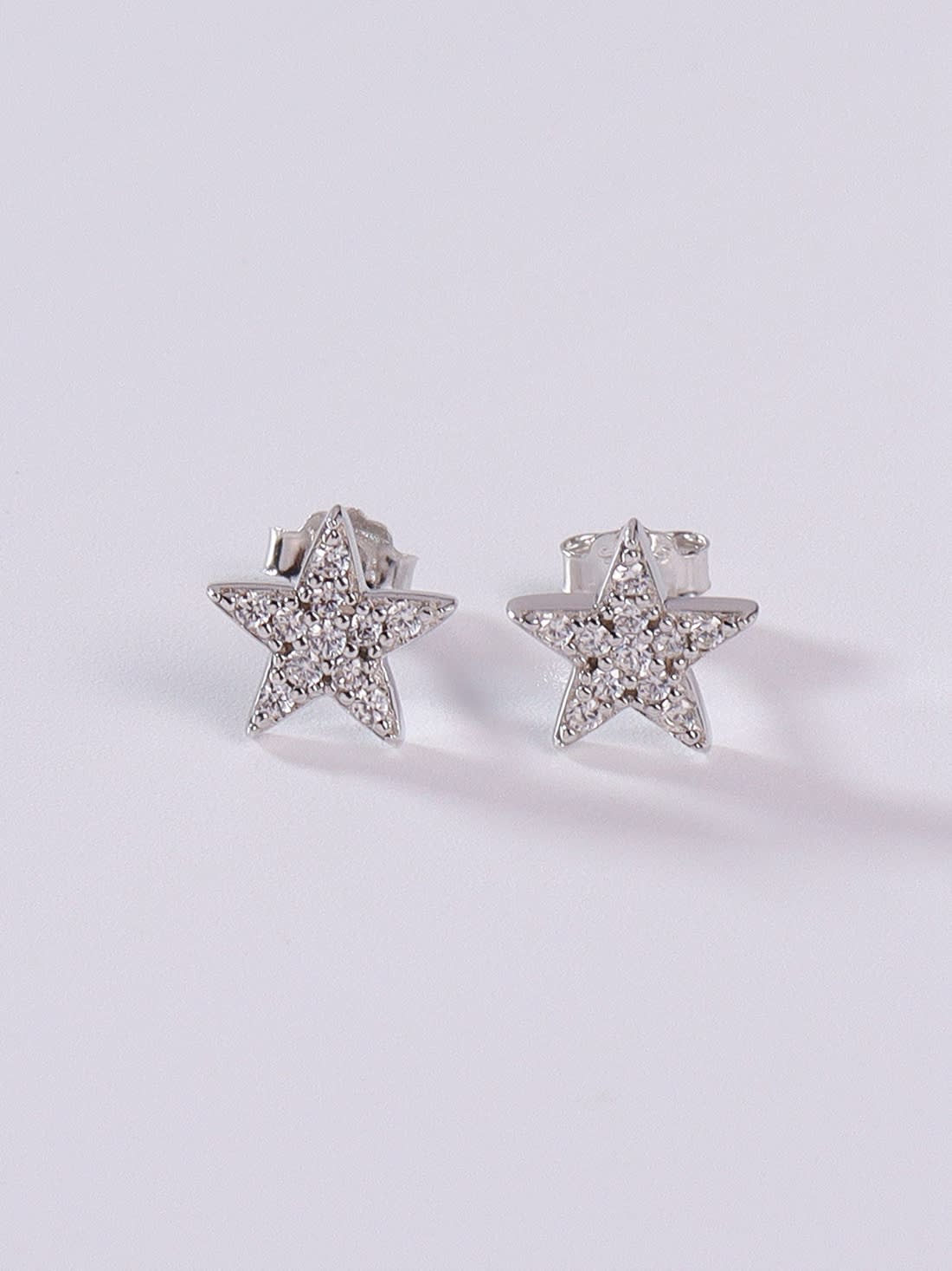 925 Sterling Silver Cubic Zirconia Stars Stud Earrings